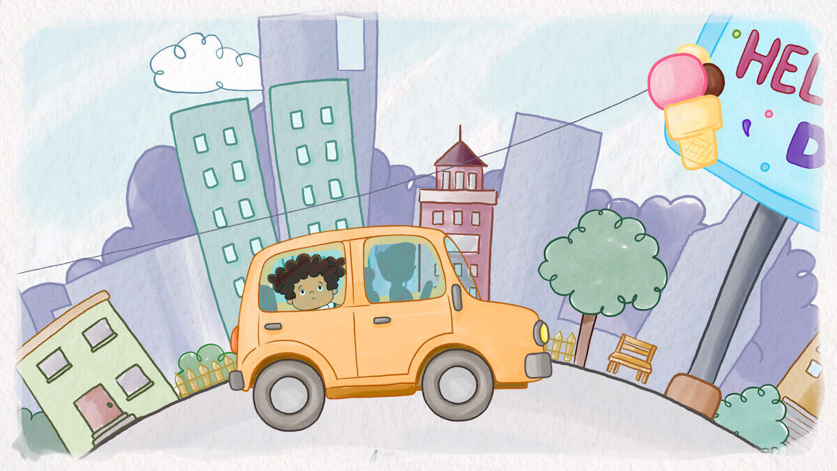 Chiquifantástica va en un automovil